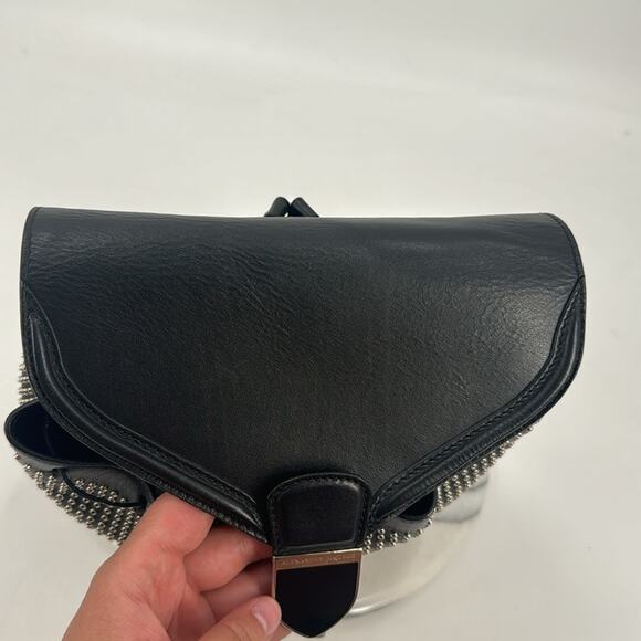 Alexander McQueen black calfskin leather grommet backpack main image 11